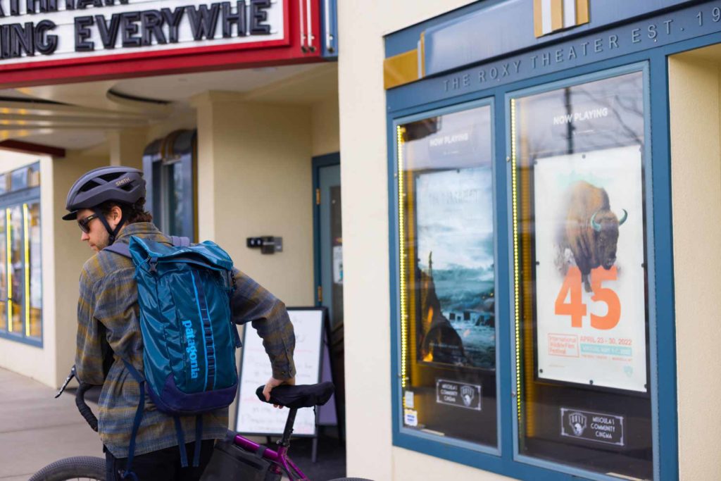 A poster for the 45th International Wildlife Film Festival hangs outside The Roxy